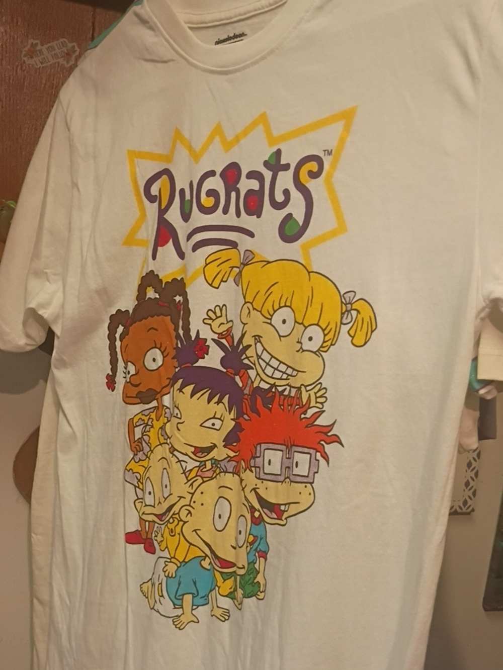 Nickelodeon Rugrats White Tee with Multicolor Character Print Size Medium-c1